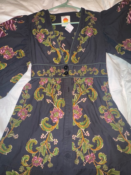 FARM Rio Dresses & Skirts - FARM Rio Black Dress with Pink & Green Floral Embroidery